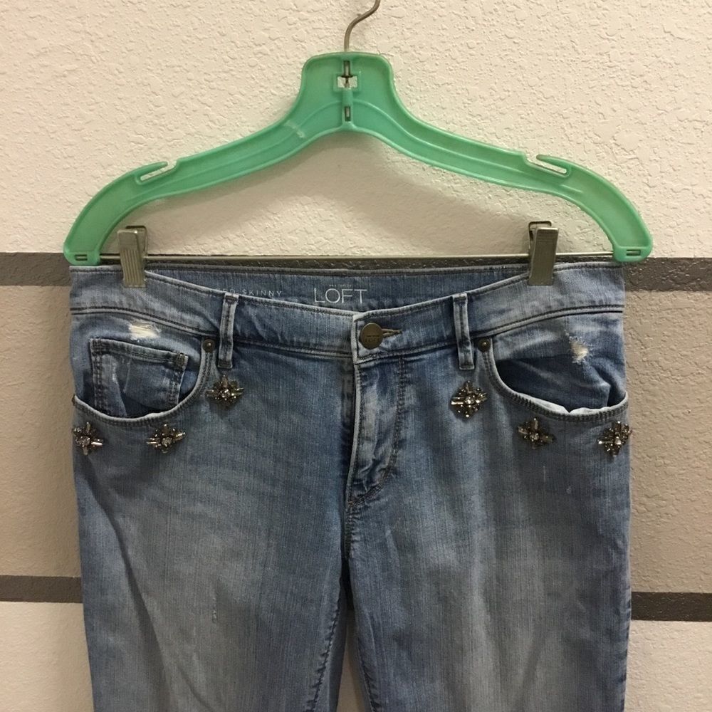 Loft-Relaxed Skinny Embellished Jeans